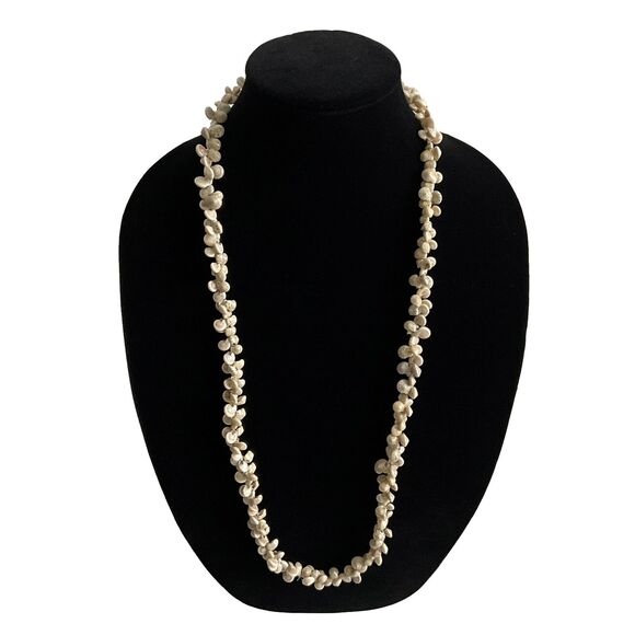 Beige-tonal Continuous Tiny Sea Shell Beaded Pearlescent Necklace 16” - Picture 1 of 9